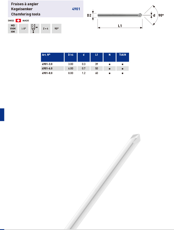 瑞士 Alfatool 4901 直柄鑽頭